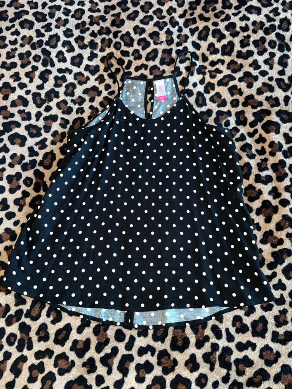 Black Polka Dot Tank Top key hole back size small